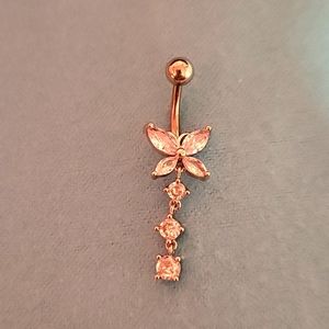 🆕️ Stainless Steel Butterfly Fringe Zircon Belly Button Ring